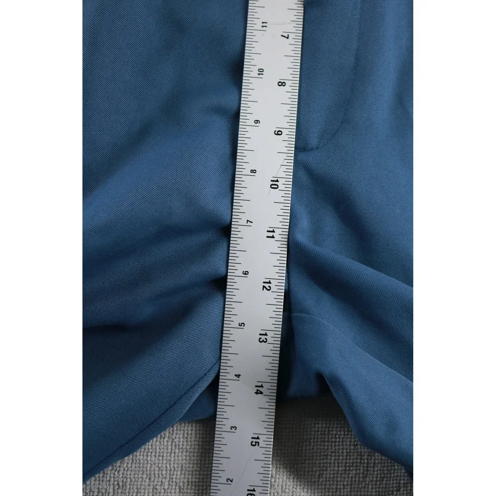 Haggar Shorts Mens 36 Blue Pleated Classic Fit Polyester Casual 1046621